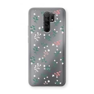 CaseCompany Small white flowers: Xiaomi Redmi 9 Transparant Hoesje