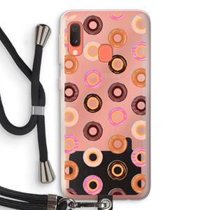 CaseCompany Donuts: Samsung Galaxy A20e Transparant Hoesje met koord