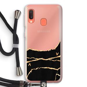 CaseCompany Gouden marmer: Samsung Galaxy A20e Transparant Hoesje met koord