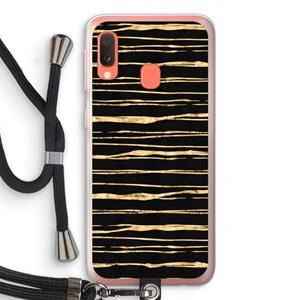 CaseCompany Gouden strepen: Samsung Galaxy A20e Transparant Hoesje met koord