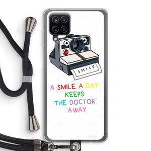 CaseCompany Smile: Samsung Galaxy A12 Transparant Hoesje met koord