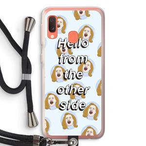 CaseCompany Hello: Samsung Galaxy A20e Transparant Hoesje met koord