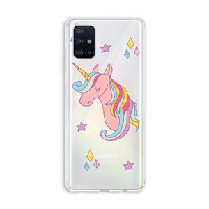 CaseCompany Roze eenhoorn: Galaxy A51 4G Transparant Hoesje