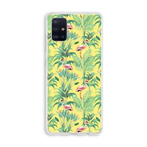 CaseCompany Flamingo party: Galaxy A51 4G Transparant Hoesje