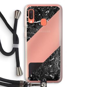 CaseCompany Zwart marmer: Samsung Galaxy A20e Transparant Hoesje met koord