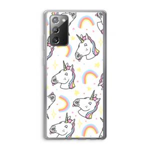 CaseCompany Rainbow Unicorn: Samsung Galaxy Note 20 / Note 20 5G Transparant Hoesje