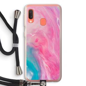 CaseCompany Roze explosie: Samsung Galaxy A20e Transparant Hoesje met koord