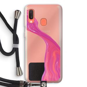 CaseCompany Paarse stroom: Samsung Galaxy A20e Transparant Hoesje met koord