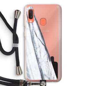 CaseCompany Gestreepte marmer: Samsung Galaxy A20e Transparant Hoesje met koord