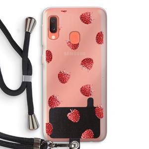 CaseCompany Framboosjes: Samsung Galaxy A20e Transparant Hoesje met koord