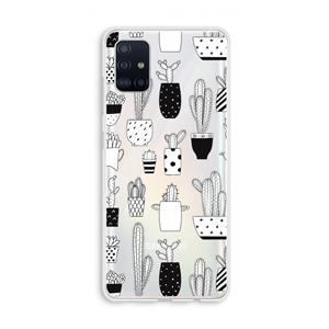 CaseCompany Cactusmotief: Galaxy A51 4G Transparant Hoesje