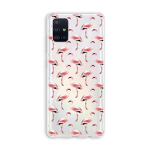 CaseCompany Flamingoprint groen: Galaxy A51 4G Transparant Hoesje