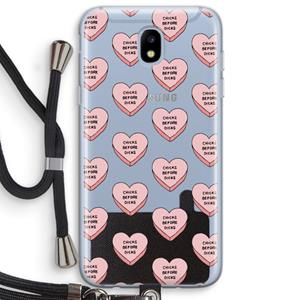 CaseCompany Chicks before dicks: Samsung Galaxy J5 (2017) Transparant Hoesje met koord