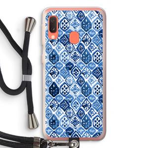 CaseCompany Blauw motief: Samsung Galaxy A20e Transparant Hoesje met koord