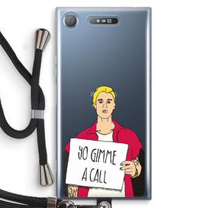 CaseCompany Gimme a call: Sony Xperia XZ1 Transparant Hoesje met koord