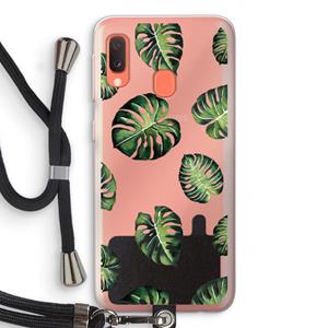 CaseCompany Tropische bladeren: Samsung Galaxy A20e Transparant Hoesje met koord