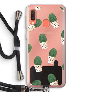 CaseCompany Cactusprint roze: Samsung Galaxy A20e Transparant Hoesje met koord