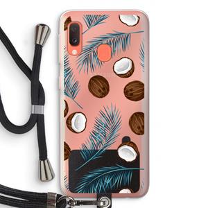 CaseCompany Kokosnoot roze: Samsung Galaxy A20e Transparant Hoesje met koord