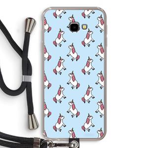 CaseCompany Eenhoorns overal: Samsung Galaxy J4 Plus Transparant Hoesje met koord