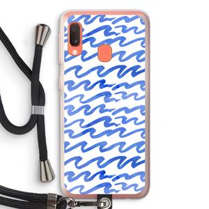 CaseCompany Blauwe golven: Samsung Galaxy A20e Transparant Hoesje met koord