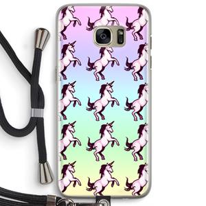 CaseCompany Musketon Unicorn: Samsung Galaxy S7 Edge Transparant Hoesje met koord