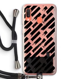 CaseCompany Zwarte vegen: Samsung Galaxy A20e Transparant Hoesje met koord