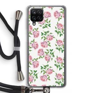 CaseCompany Kleine roosjes: Samsung Galaxy A12 Transparant Hoesje met koord