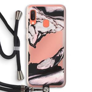 CaseCompany Roze stroom: Samsung Galaxy A20e Transparant Hoesje met koord