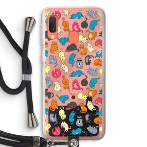 CaseCompany Kleurrijke katten: Samsung Galaxy A20e Transparant Hoesje met koord