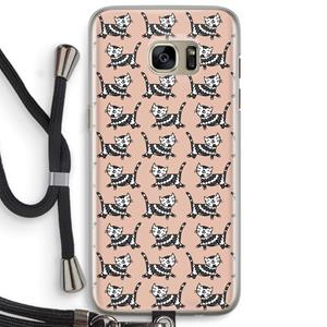 CaseCompany Zwarte poes: Samsung Galaxy S7 Edge Transparant Hoesje met koord