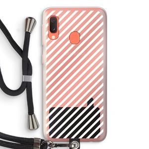 CaseCompany Strepen zwart-wit: Samsung Galaxy A20e Transparant Hoesje met koord