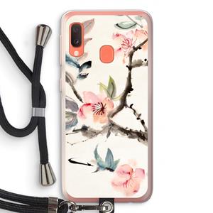 CaseCompany Japanse bloemen: Samsung Galaxy A20e Transparant Hoesje met koord