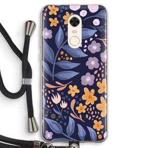CaseCompany Flowers with blue leaves: Xiaomi Redmi 5 Transparant Hoesje met koord