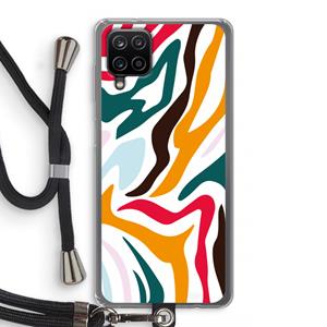 CaseCompany Colored Zebra: Samsung Galaxy A12 Transparant Hoesje met koord