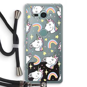 CaseCompany Rainbow Unicorn: Sony Xperia XZ2 Compact Transparant Hoesje met koord
