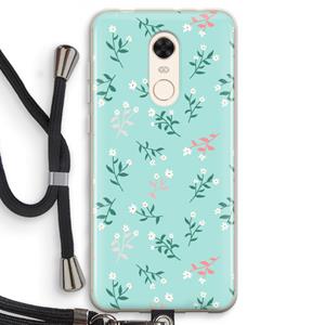 CaseCompany Small white flowers: Xiaomi Redmi 5 Transparant Hoesje met koord
