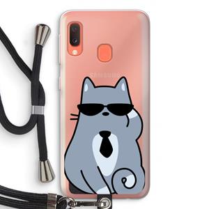 CaseCompany Cool cat: Samsung Galaxy A20e Transparant Hoesje met koord