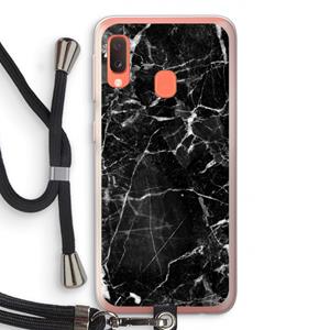CaseCompany Zwart Marmer 2: Samsung Galaxy A20e Transparant Hoesje met koord
