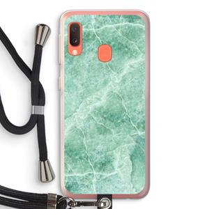 CaseCompany Groen marmer: Samsung Galaxy A20e Transparant Hoesje met koord
