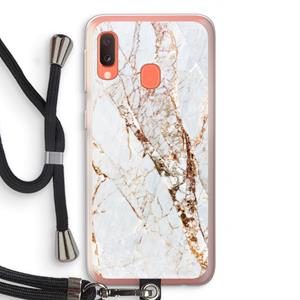 CaseCompany Goud marmer: Samsung Galaxy A20e Transparant Hoesje met koord