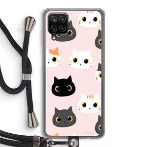 CaseCompany Katten: Samsung Galaxy A12 Transparant Hoesje met koord