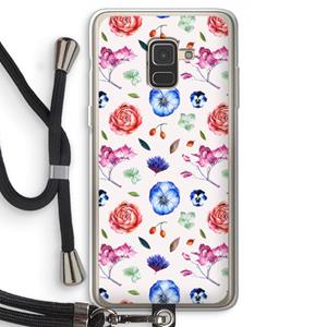 CaseCompany Bloemetjes: Samsung Galaxy A8 (2018) Transparant Hoesje met koord
