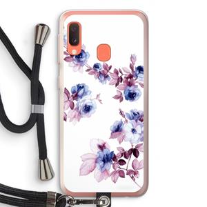 CaseCompany Waterverf bloemen: Samsung Galaxy A20e Transparant Hoesje met koord