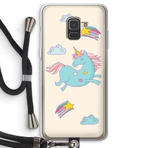 CaseCompany Vliegende eenhoorn: Samsung Galaxy A8 (2018) Transparant Hoesje met koord