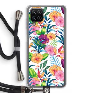 CaseCompany Tropisch 2: Samsung Galaxy A12 Transparant Hoesje met koord