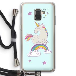 CaseCompany Regenboog eenhoorn: Samsung Galaxy A8 (2018) Transparant Hoesje met koord