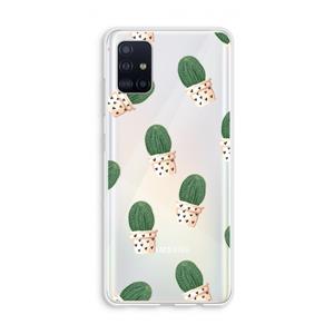 CaseCompany Cactusprint roze: Galaxy A51 4G Transparant Hoesje