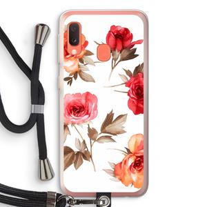 CaseCompany Roosjes: Samsung Galaxy A20e Transparant Hoesje met koord