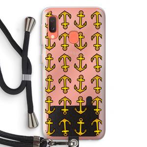 CaseCompany Musketon Anchor: Samsung Galaxy A20e Transparant Hoesje met koord