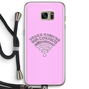 CaseCompany Home Is Where The Wifi Is: Samsung Galaxy S7 Edge Transparant Hoesje met koord